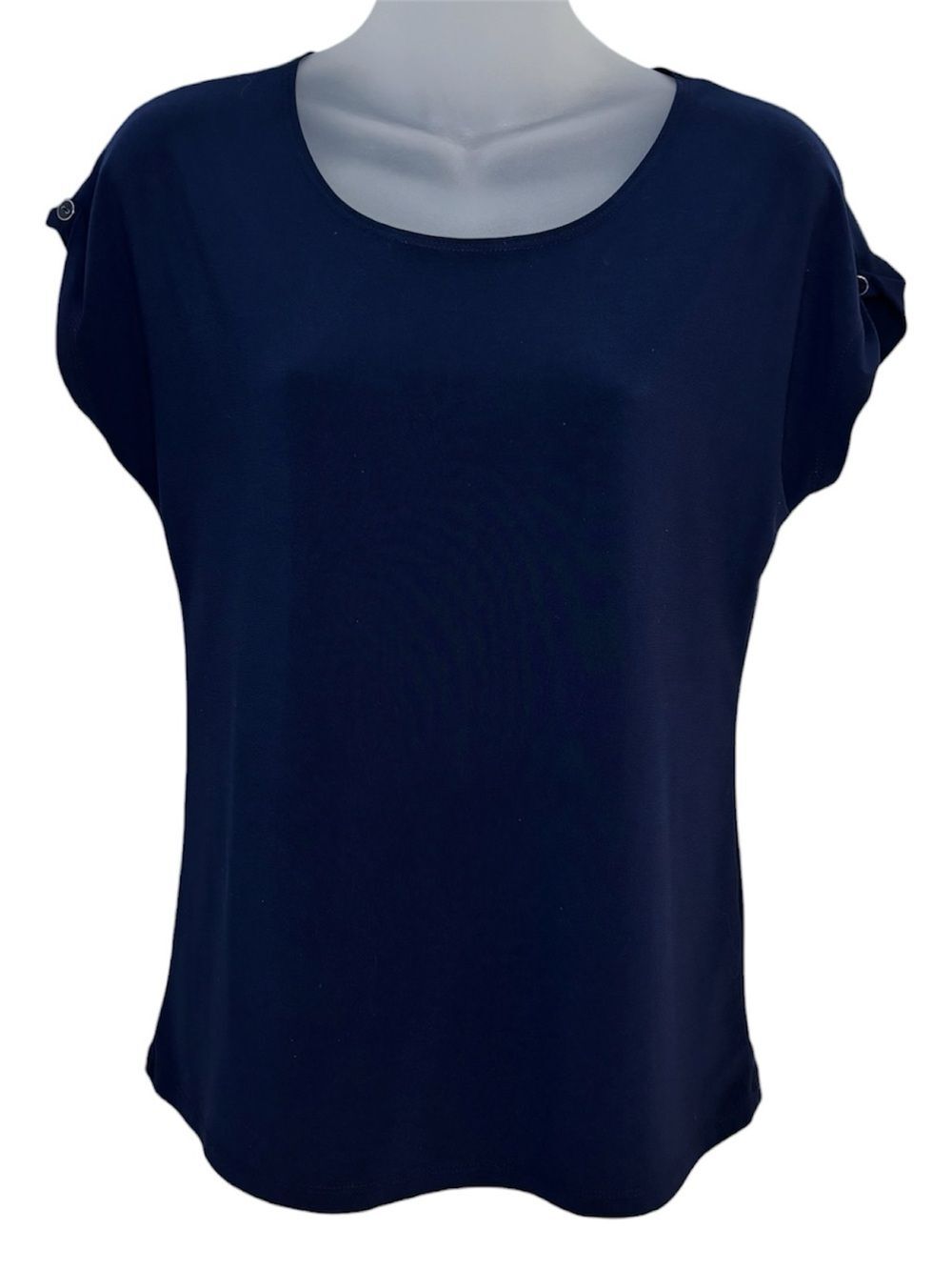 Vintage Suzie Women’s Navy Short Sleeve Scoop Neck Top Size Medium